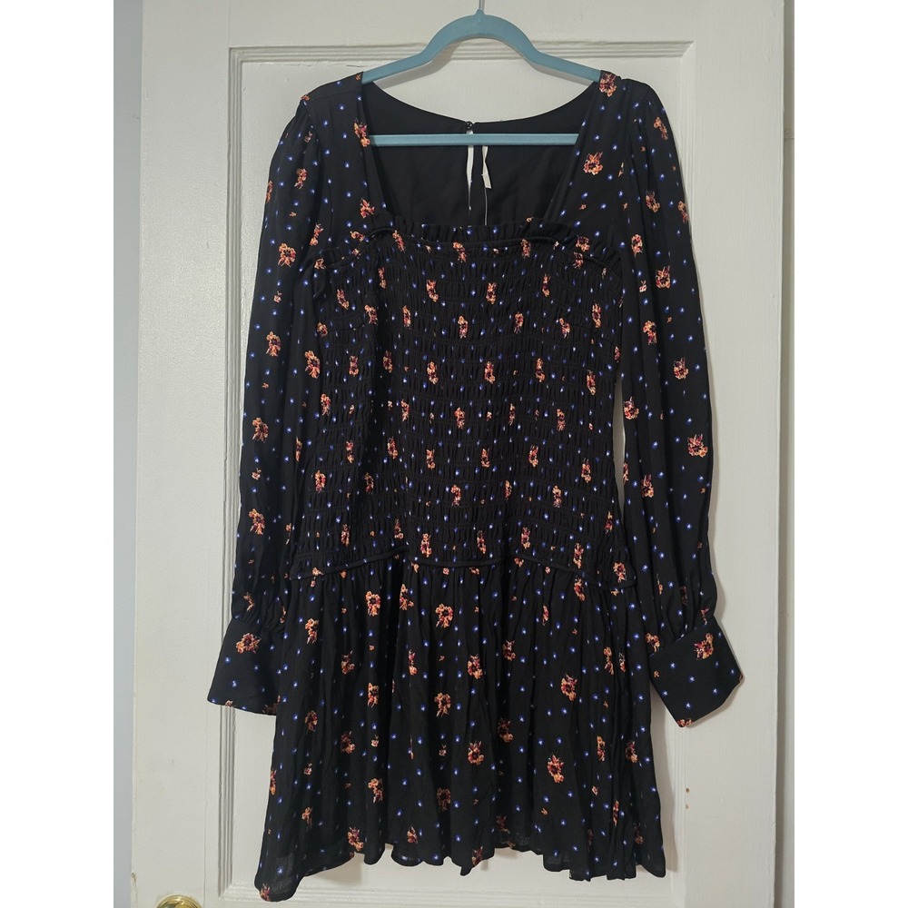 Free People Womens Two Faces Mini Dress, black, Large